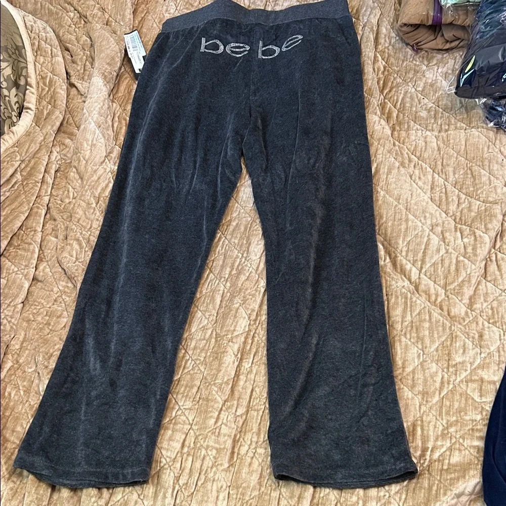 Bebe grey Charcoal velour Pants - Picture 1 of 1